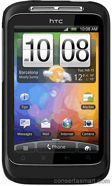 travado no logo HTC Wildfire S